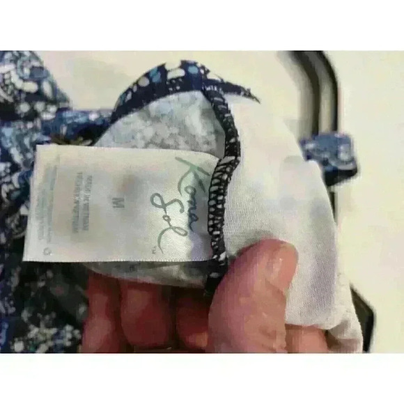 Kona Sol Swimwear Tankini Top‎ Paisley Geometric Printed Blue White Size Medium - Picture 8 of 10